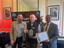 Anton accepts Community Impact Award from members of the Wellingborough and North Northants Chamber of Commerce