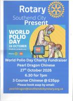 End Polio Now Dinner at Pearl Dragon in Southend on 27th October