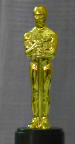 A plastic gold-coloured statuette modelled on an Oscar