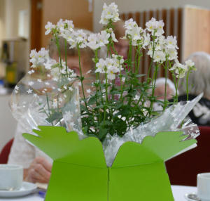Table display of white flowers