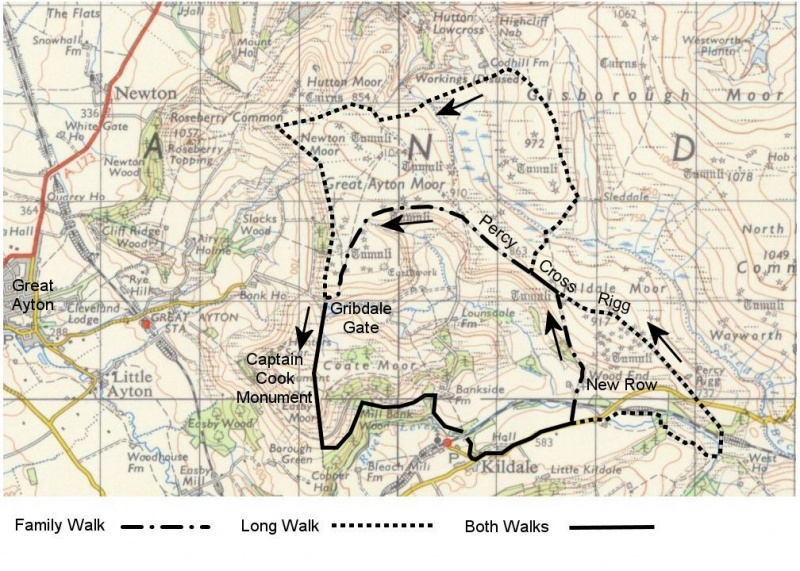 Map of of the two walks
