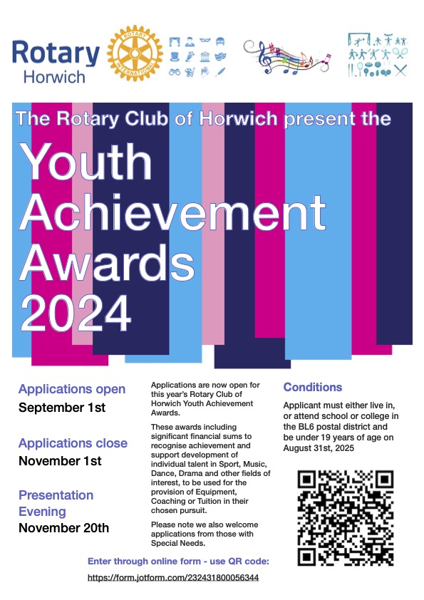 Horwich Rotary Youth Achievements Awards poster