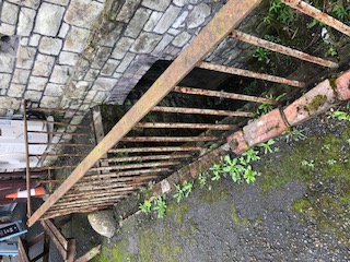 The railings in need of refurbishment